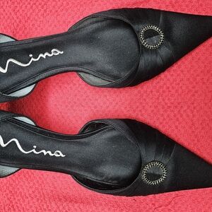 Nina Black Satin Women's Shoes